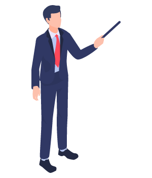 棒で指し示す男性のイラスト