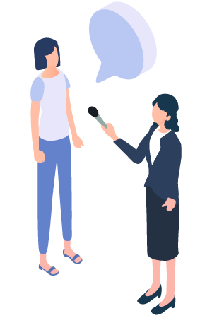 質問する女性スタッフのイラスト